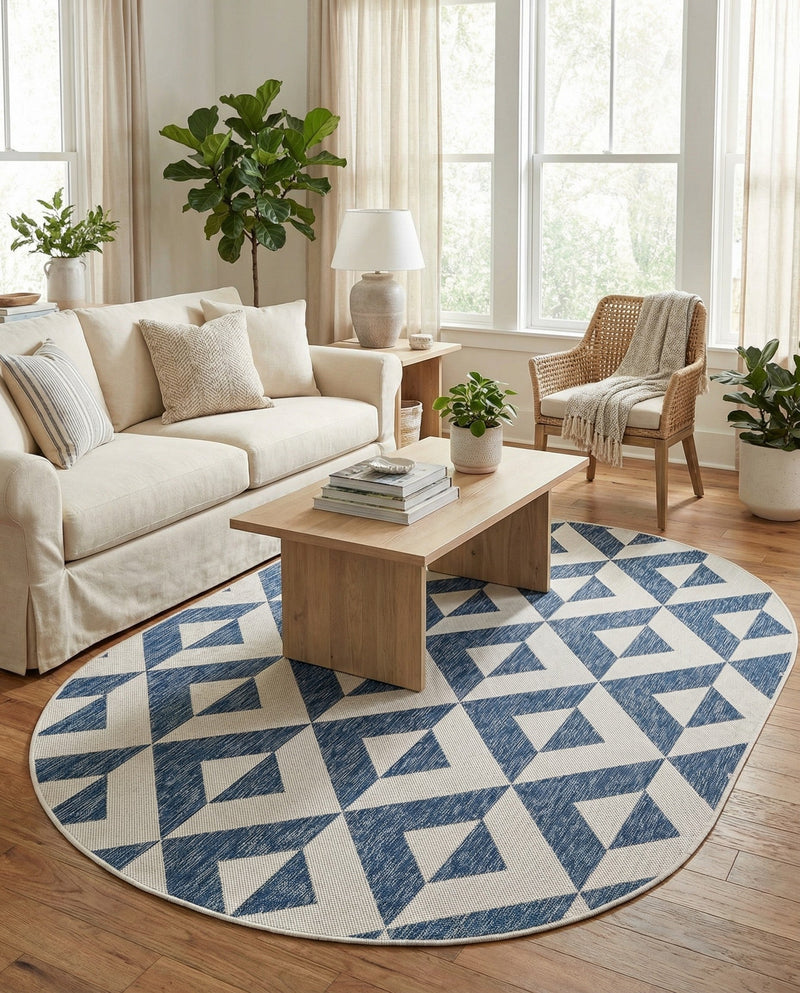 Urban Oasis Rugs Collection Area Rug -  Highrise (Blue) Oval Blue  lifestyle 49