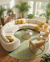 Savannah Escape Collection Area Rug -  Amazon (Blue Yellow) Round Blue Yellow  lifestyle 38