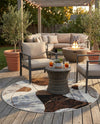 Urban Terrace Collection Area Rug -  Garden Round Brown and White  lifestyle 64