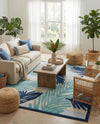 Bahama Breeze Outdoor Collection Area Rug -  CatCay Rectangle Gray Blue  lifestyle 22