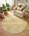 Desert Nomad Terrace Collection Area Rug - Sahara (Yellow) Round Yellow  lifestyle 30