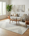 Seychelles Stripes Collection Area Rug - Mahe (Ivory and Gray) Rectangle Ivory and Gray  lifestyle 6