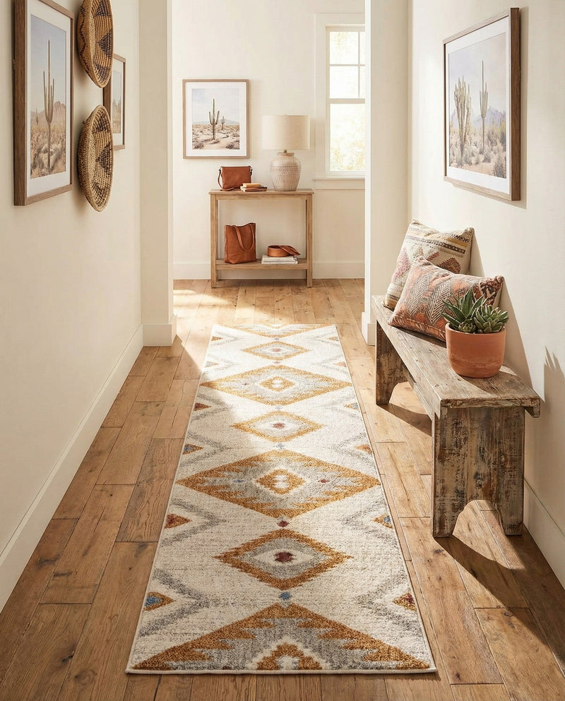 Desert Modern Eco Rug Series Collection Area Rug -  Zion Runner Ivory  lifestyle 43