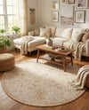 Tribal Terrace Treasures Collection Area Rug - Mayan Marina (Natural) Round Natural  lifestyle 77