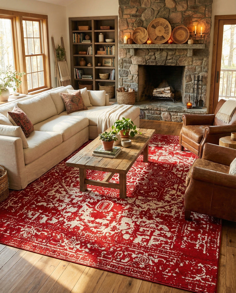 Georgetown Rugs Collection Area Rug - Dupont (Red) Rectangle Red  lifestyle 15