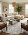 Savannah Escape Collection Area Rug -  Amazon (Ivory Gray) Round Ivory Gray  lifestyle 41