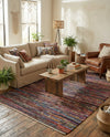 Thar Cotton Collection Area Rug - Alleppey Rectangle Multi Black  lifestyle 12
