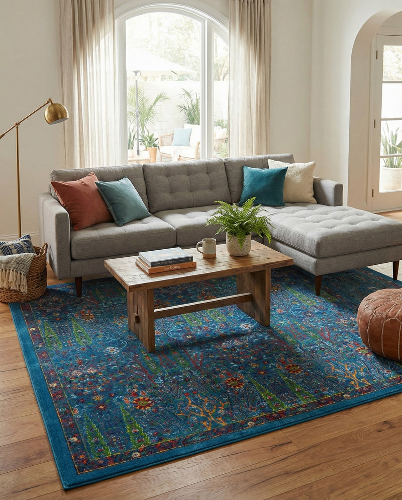Caribbean Cove Collection Area Rug -  Tobago Rectangle Navy Blue  lifestyle 62