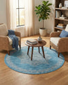 Patio Heritage Collection Area Rug -  Charleston (Light Aqua) Round Light Aqua  lifestyle 49