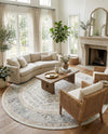 Adriana Terrace Collection Area Rug - Capri (Ivory) Round Ivory  lifestyle 28