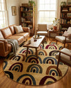 Bistro Lounge Collection Area Rug -  Breve Oval Cream  lifestyle 38