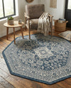Tribal Terrace Treasures Collection Area Rug -  Incan Isle (Blue) Octagon Blue  lifestyle 35