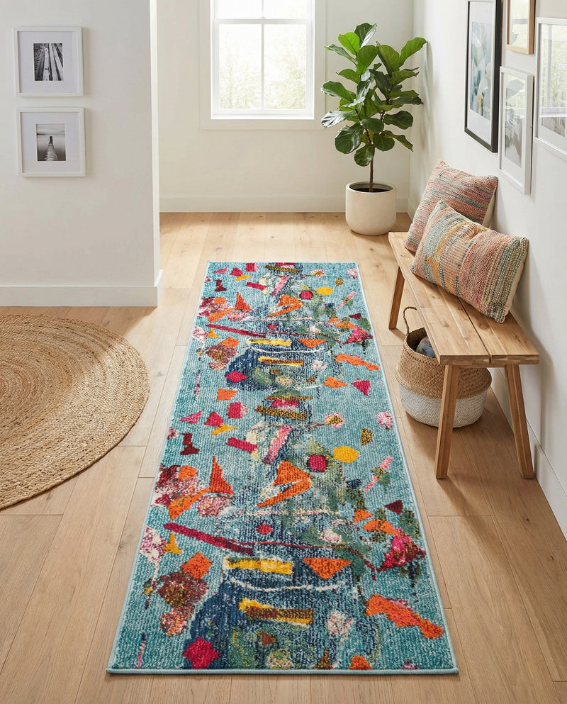 Colorburst Oasis Collection Area Rug -  Fresco Runner Aqua  lifestyle 41