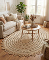 Woven Seaside Jute Collection Area Rug - Coastalhaven (Ivory) Oval Ivory  lifestyle 36