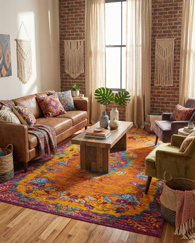 Caribbean Cove Collection Area Rug -  Nevis Rectangle Orange  lifestyle 28