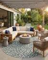 Savannah Escape Collection Area Rug -  Amazon (Teal) Round Teal  lifestyle 41
