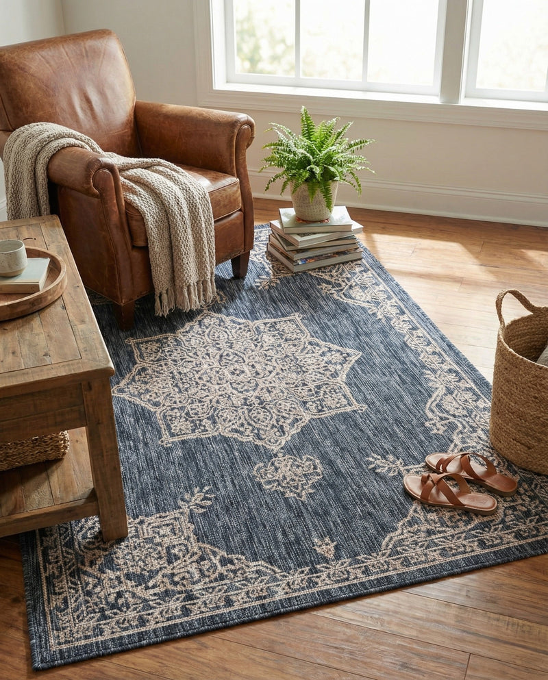 Patio Heritage Collection Area Rug -  Charleston (Charcoal Gray) Rectangle Charcoal Gray  lifestyle 18