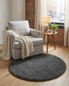 Plush Oasis Collection Area Rug - Serenity (Graphite Gray) Round Graphite Gray  lifestyle 53