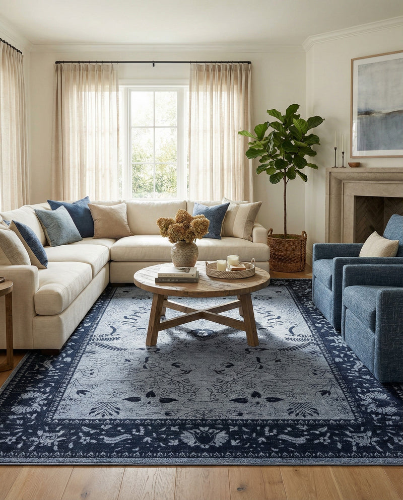 Horizon Collection Area Rug -  Apex (Blue) Rectangle Blue  lifestyle 31