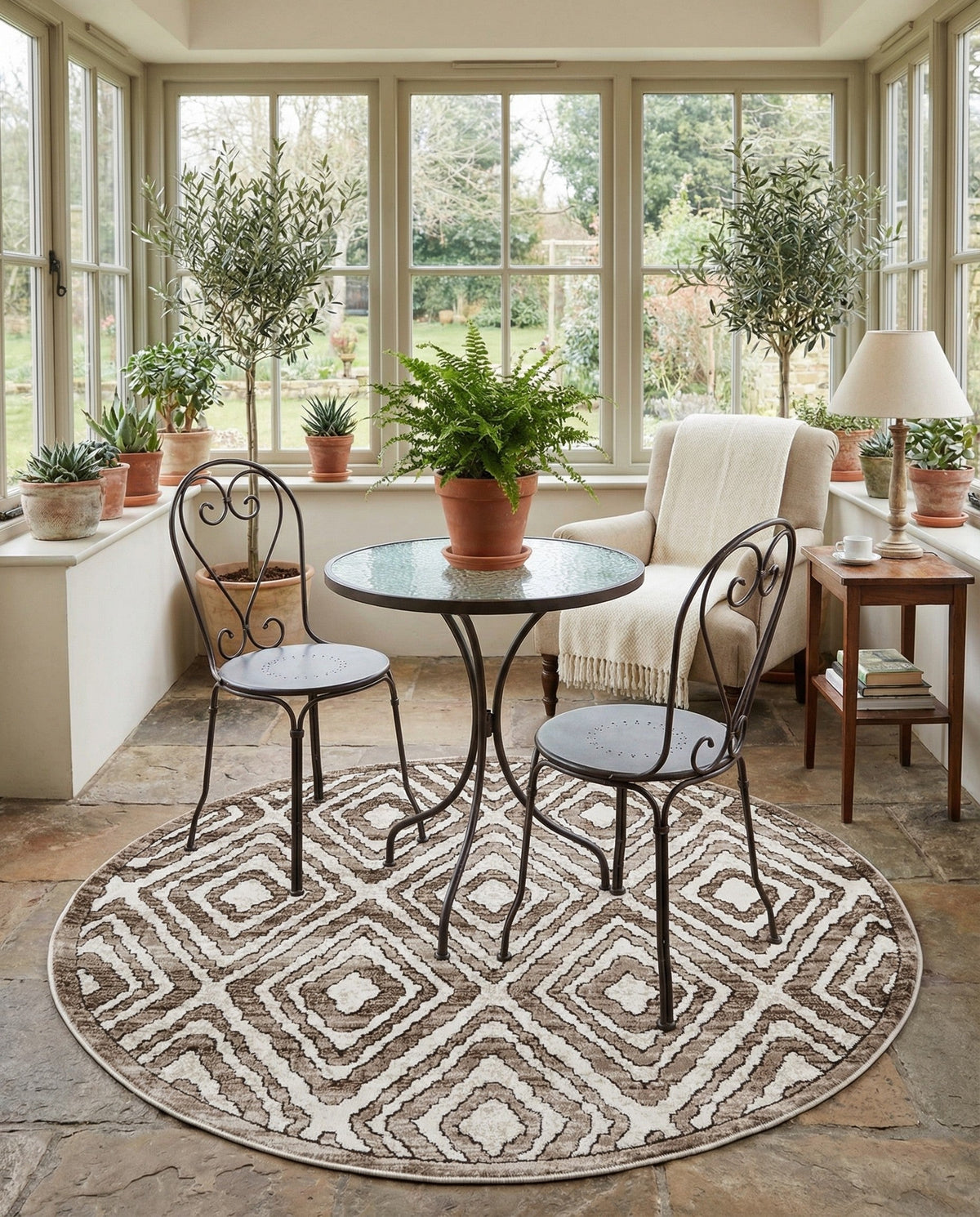 Sanctuary Retreat Collection Area Rug -  Oasis Round Chocolate Brown  lifestyle 69