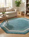 Terrace Fringe Collection Area Rug - Veranda (Teal) Octagon Teal  lifestyle 51
