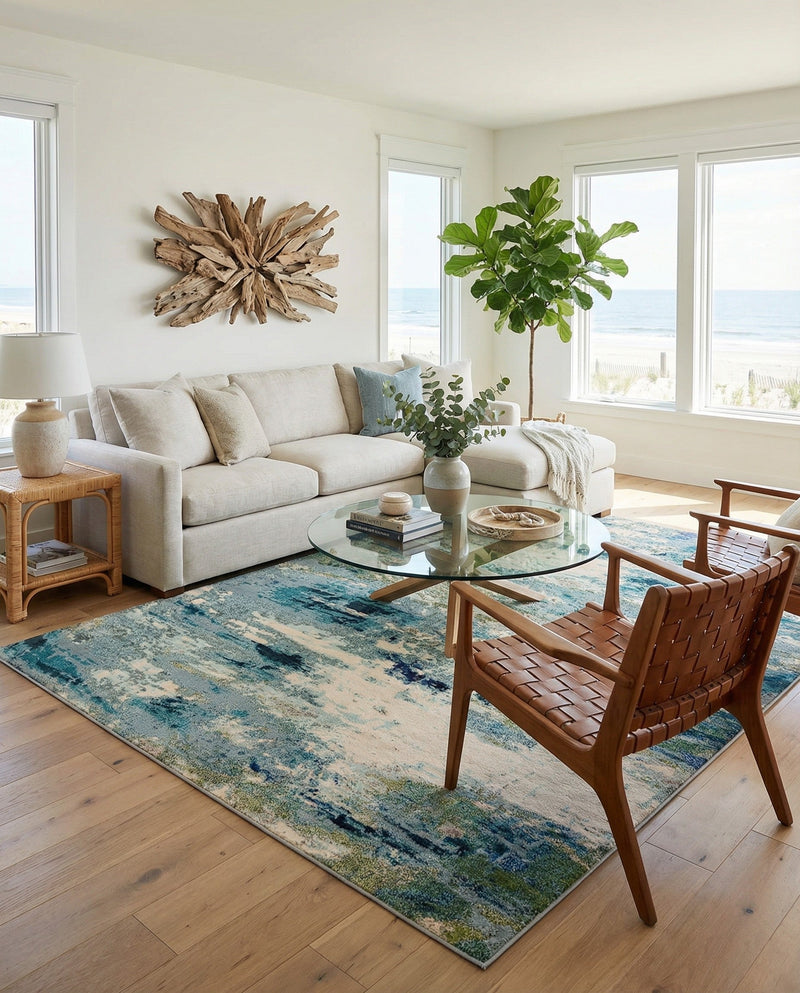 Chromatic Oasis Collection Area Rug -  Serene Rectangle Light Blue  lifestyle 33