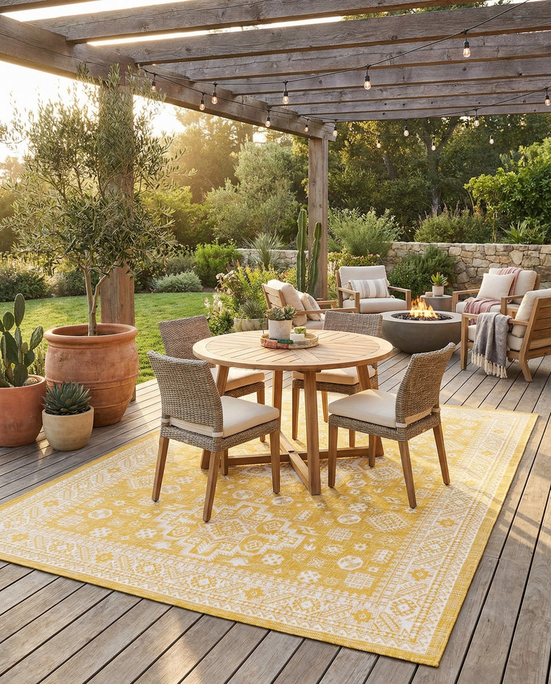 Tribal Terrace Treasures Collection Area Rug -  Incan Isle (Yellow) Rectangle Yellow  lifestyle 28