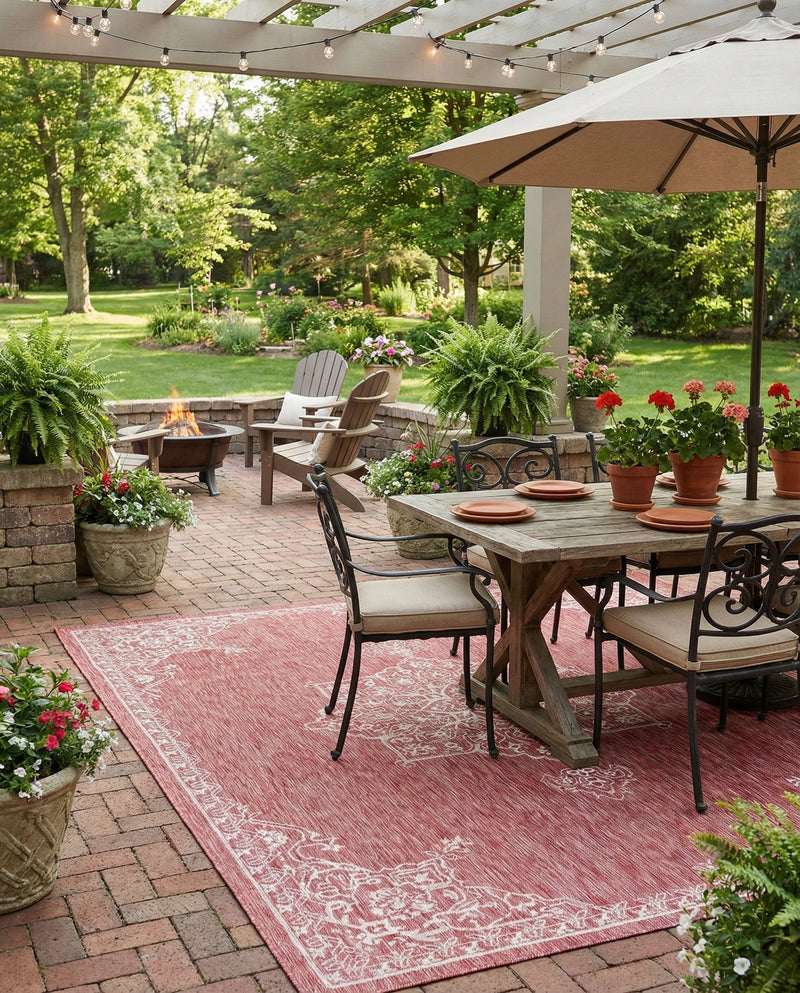 Patio Heritage Collection Area Rug -  Charleston (Rust Red) Rectangle Rust Red  lifestyle 7