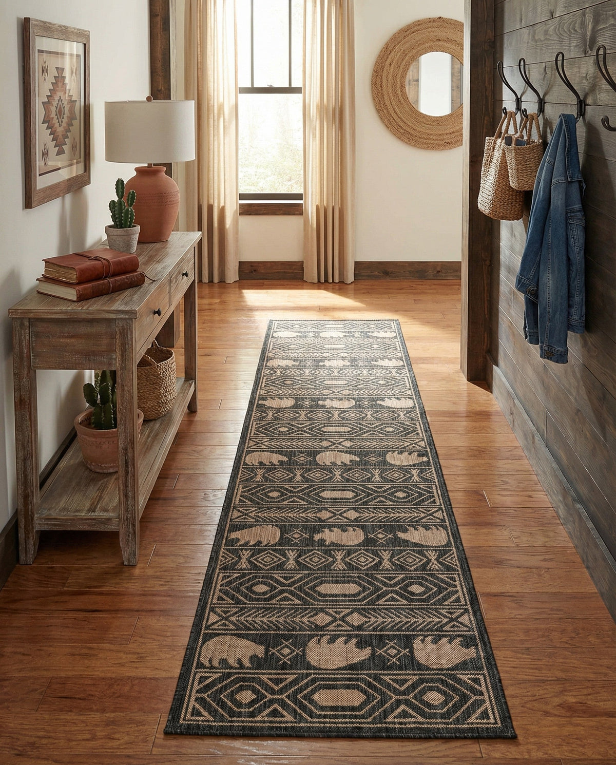 Mesa Oasis Rugs Collection Area Rug - Sundown Runner Black  lifestyle 143