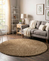 Cozy Comfort Shag Collection Area Rug - Haven (Khaki) Round Khaki  lifestyle 34