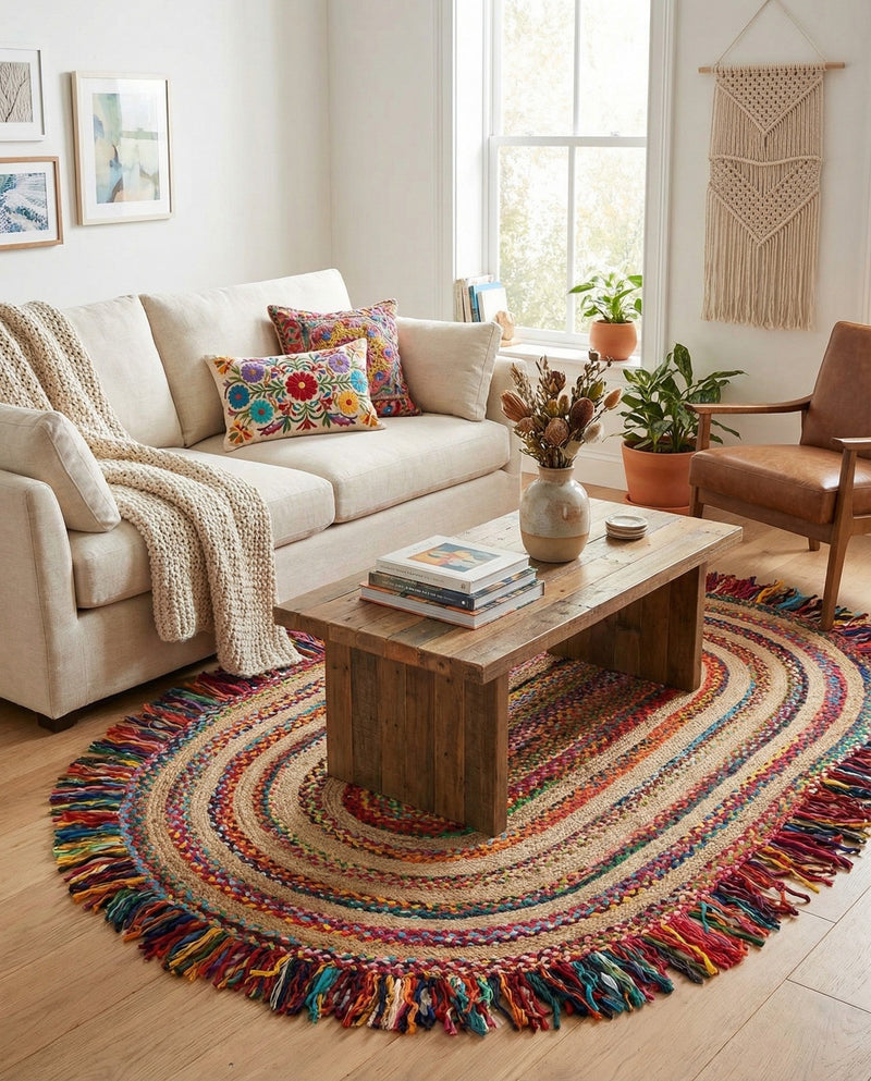 Osian Looms Collection Area Rug - Kathmandu Oval Multi  lifestyle 41