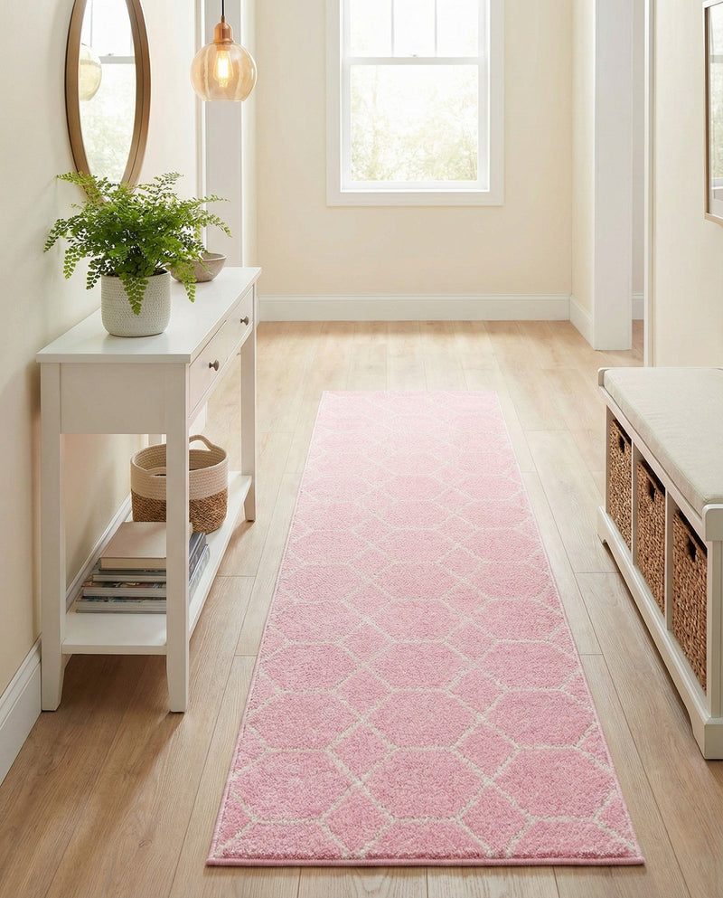 Trellis Mosaic Collection Area Rug - Arborville (Light Pink) Runner Light Pink  lifestyle 37