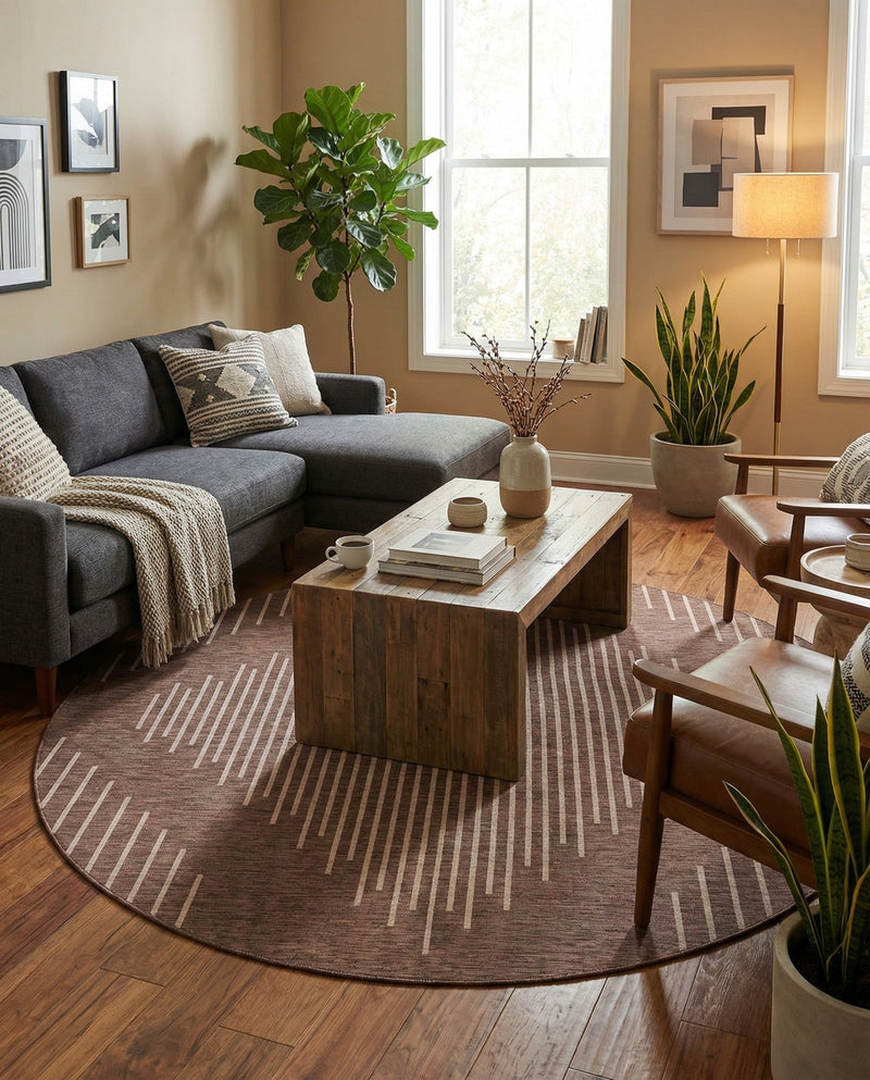 Urban Terrace Collection Area Rug -  Chelsea (Brown) Round Brown  lifestyle 32