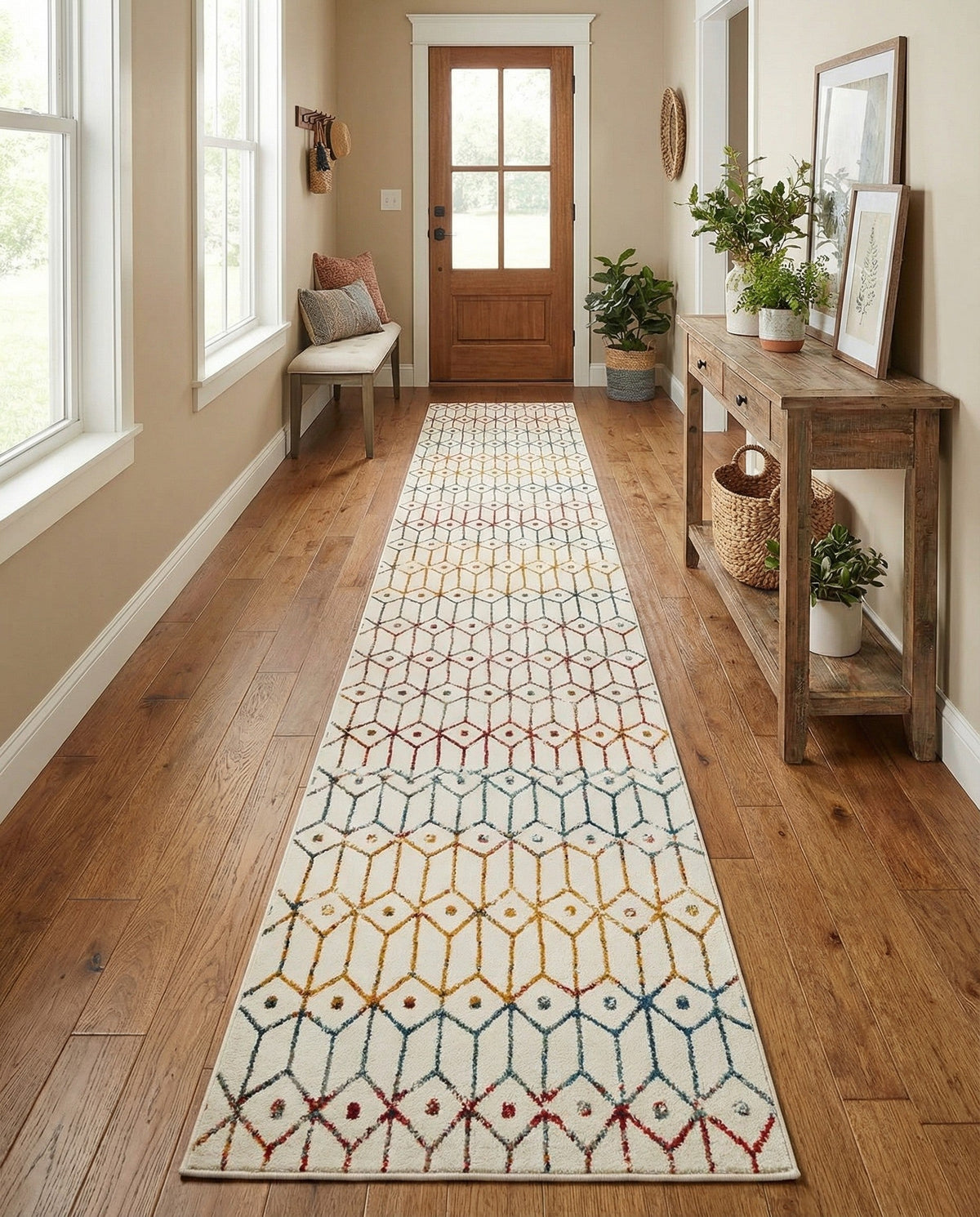 Garden Maze Retreat Collection Area Rug -  Mazeview Runner Multi  lifestyle 90