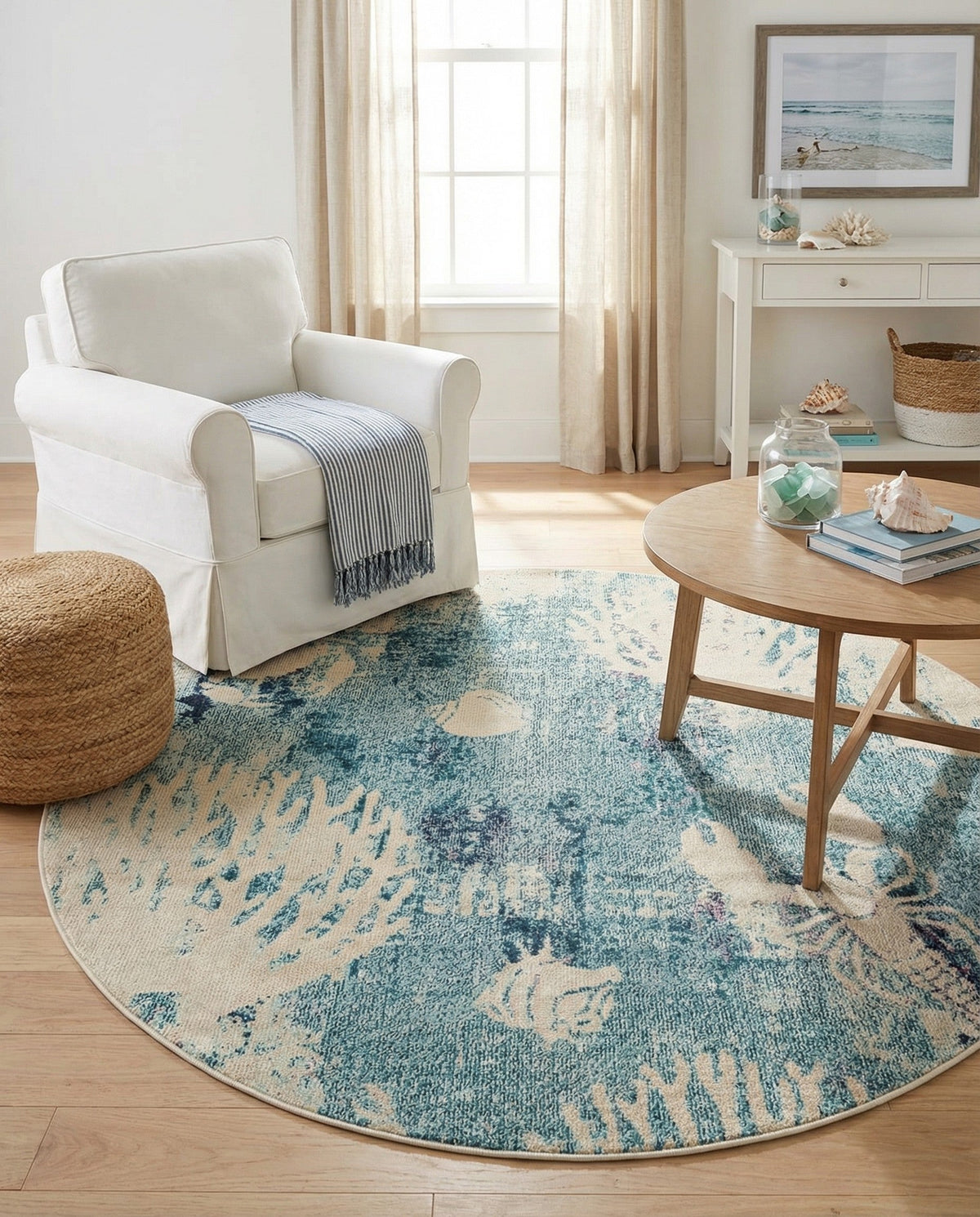 Sorrento Shores Collection Area Rug -  Vico Round Light Blue  lifestyle 56