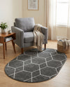 Trellis Mosaic Collection Area Rug - Arborville (Dark Gray) Oval Dark Gray  lifestyle 67