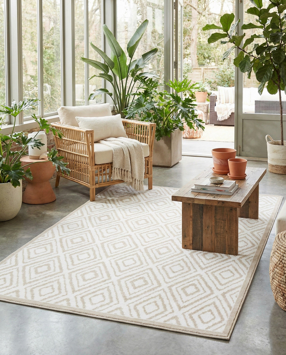 Sanctuary Retreat Collection Area Rug -  Oasis Rectangle Snow White  lifestyle 21