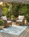 Seaside Blooms Collection Area Rug -  Serene Rectangle Light Blue  lifestyle 70