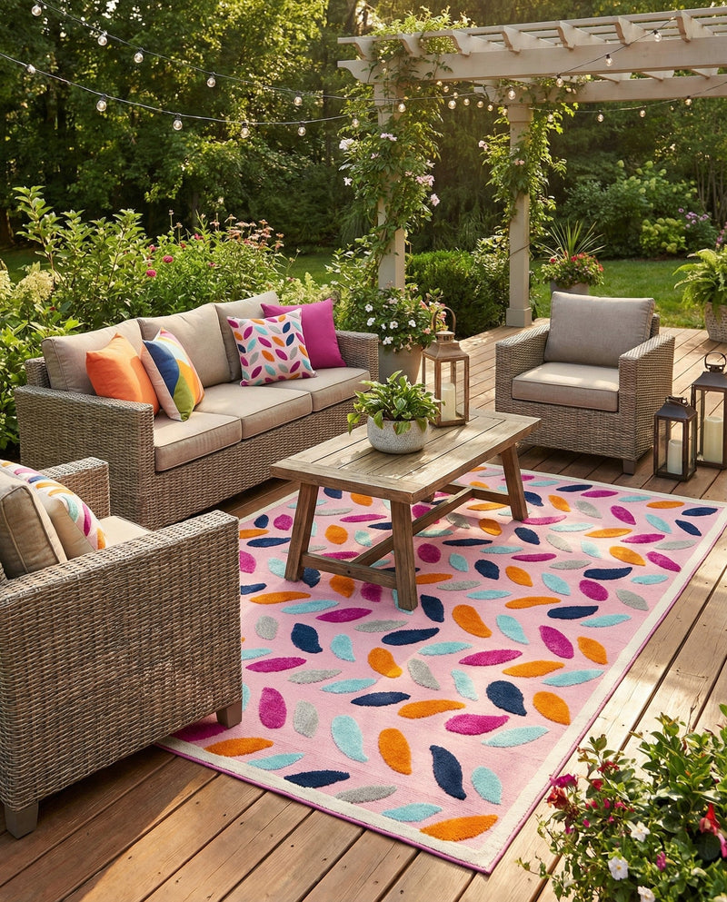 Bahama Breeze Outdoor Collection Area Rug - Nassau Rectangle Pink  lifestyle 40