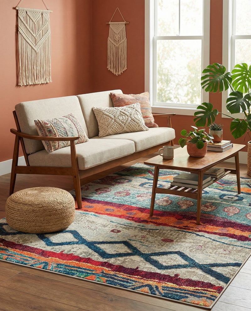 Colorburst Oasis Collection Area Rug -  Lagoon Rectangle Multi  lifestyle 7
