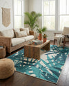 Seaside Blooms Collection Area Rug -  Provence Rectangle Teal blue  lifestyle 5