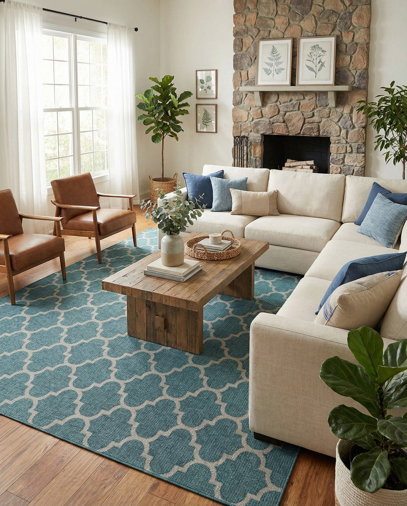 Savannah Pergola Collection Area Rug - Arbor (Teal) Rectangle Teal  lifestyle 22