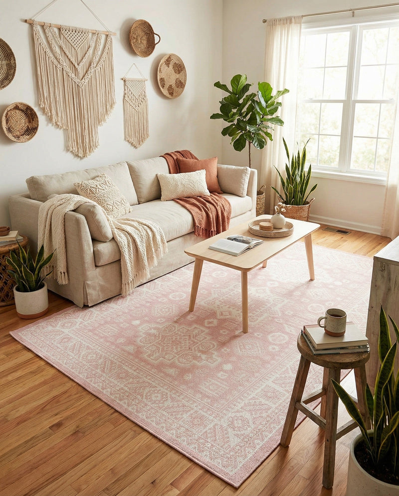 Tribal Terrace Treasures Collection Area Rug -  Incan Isle (Pink) Rectangle Pink  lifestyle 30