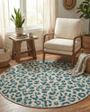Savannah Escape Collection Area Rug -  Amazon (Teal) Round Teal  lifestyle 24