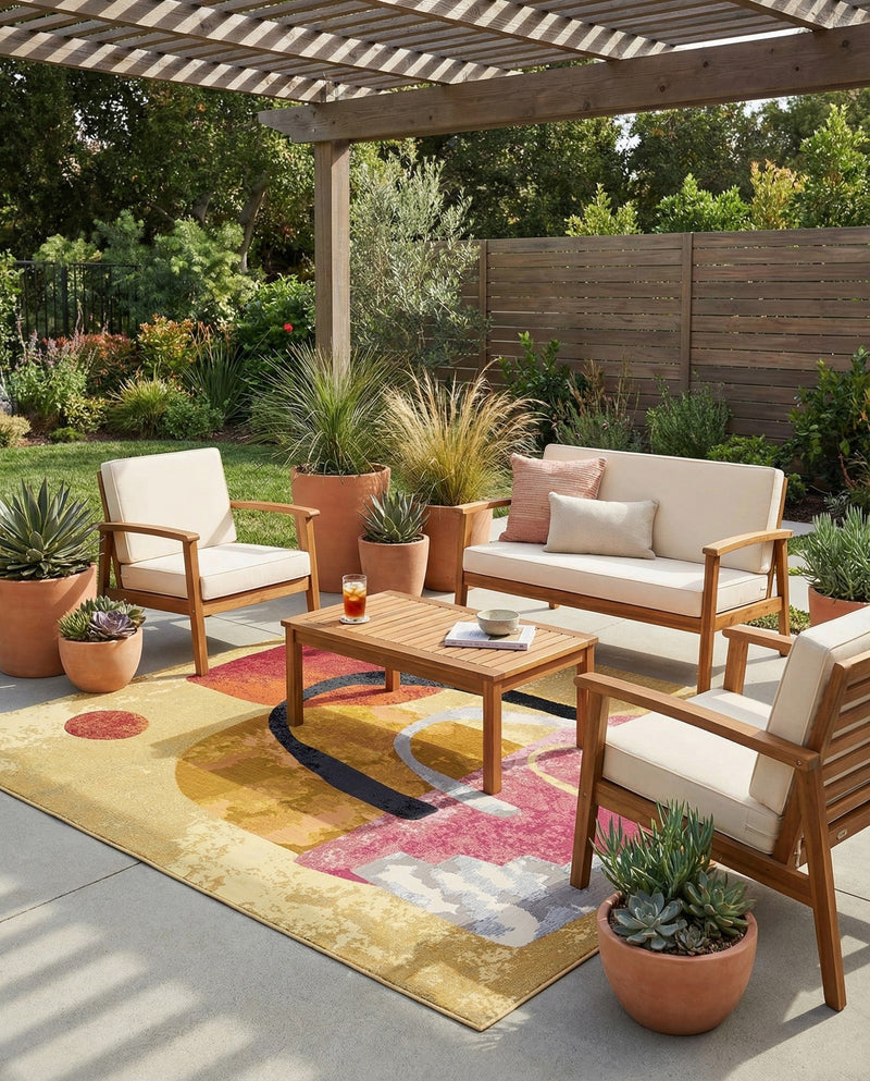 Urban Terrace Collection Area Rug -  Skyline Square Multi  lifestyle 62