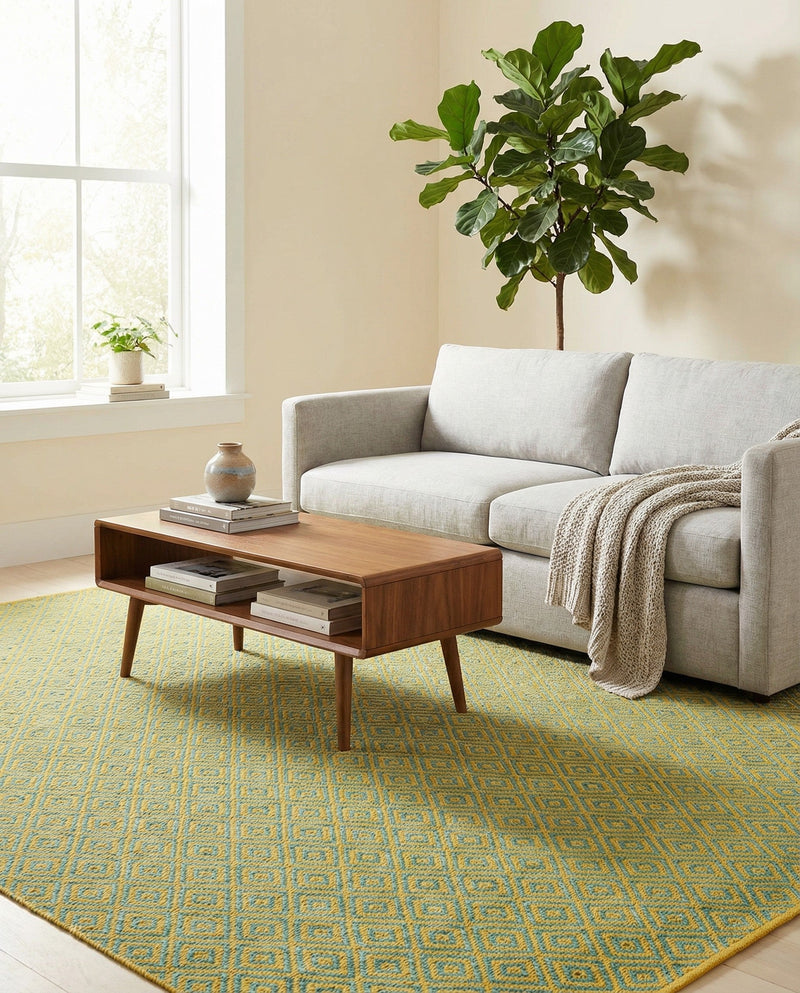 Urban Oasis Rugs Collection Area Rug -  Rooftop (Yellow and Aqua) Rectangle Yellow and Aqua  lifestyle 6