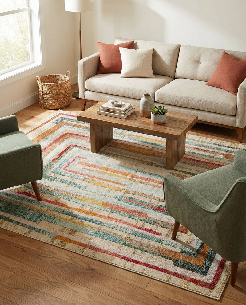 Outdoor Marrakesh Collection Area Rug -  Ouarzazate Rectangle Multi Beige  lifestyle 20
