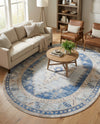 Savannah Series Collection Area Rug -  Augusta (Sky blue) Oval Sky blue  lifestyle 35