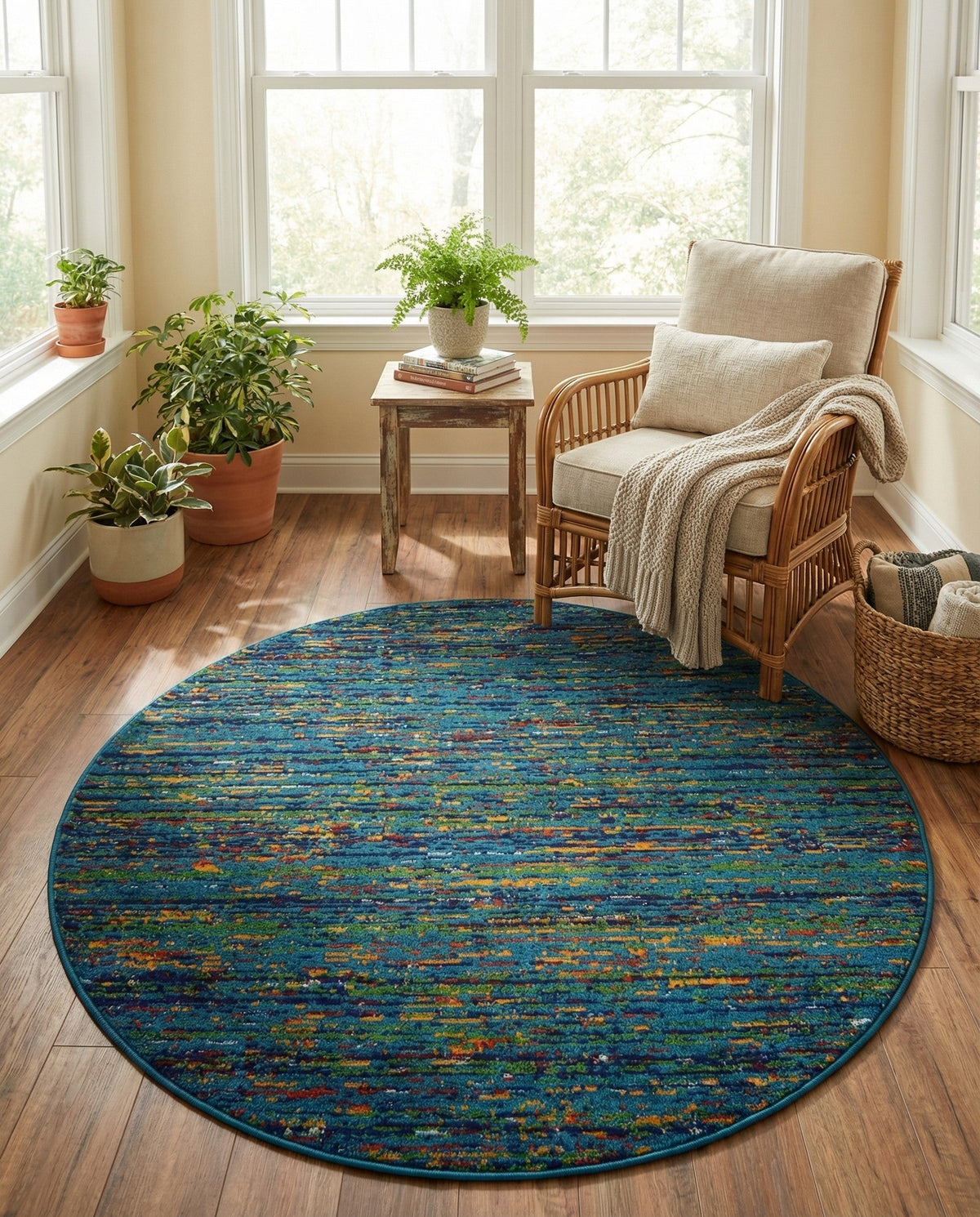 Caribbean Cove Collection Area Rug -  Lucia Round Navy Blue  lifestyle 69