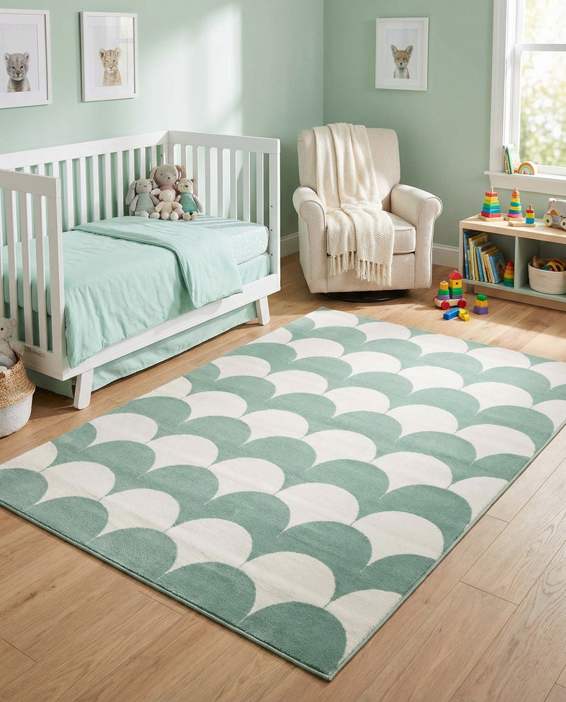Wonder Tykes Collection Area Rug - Sparklewood Rectangle Soft Green  lifestyle 34